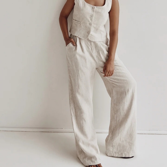 Dissh Norah Linen Wide Leg Pant In Natural - Picture 2 of 16